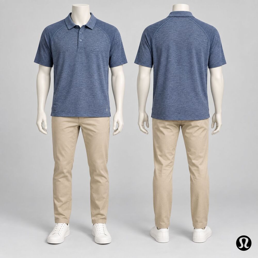 Lululemon Metal Vent Tech Polo Men’s XL Heathered Blue Seamless LM3C59S